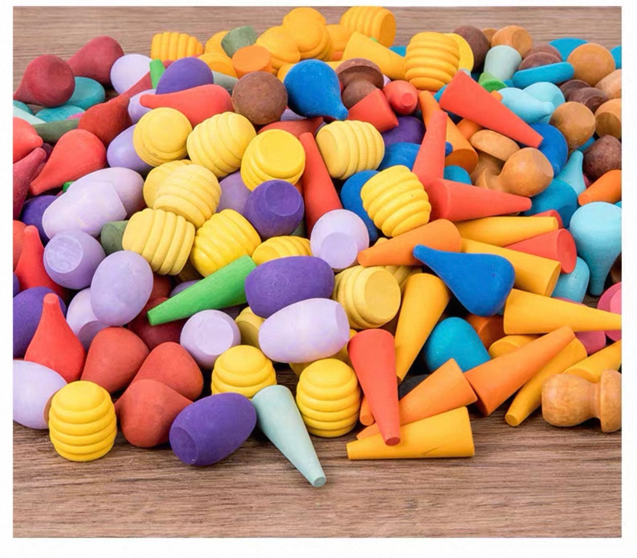 Montessori fából készült Mandala készlet 9 különböző formával és színnel（324db）