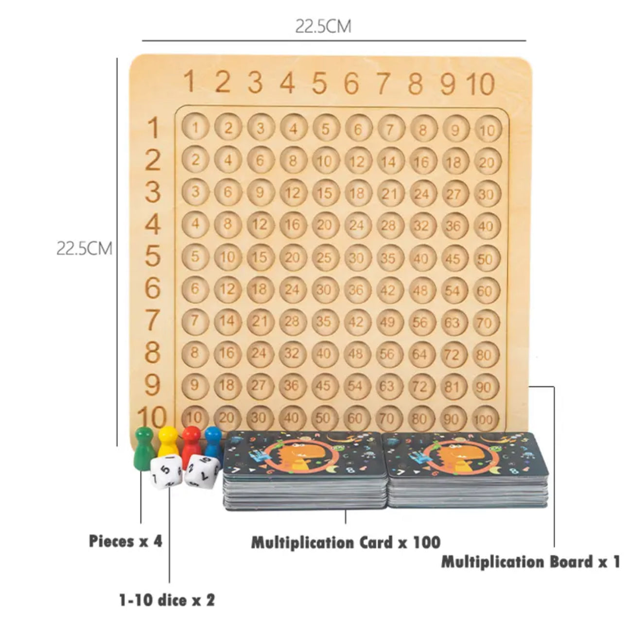 Matematikai szorzó tábla gyakorló fa játék + 100db kártya