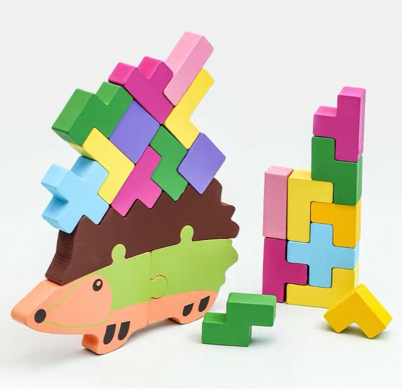 Fa sünis egyensúlyozó és Tetris kirakó játék gyerekeknek