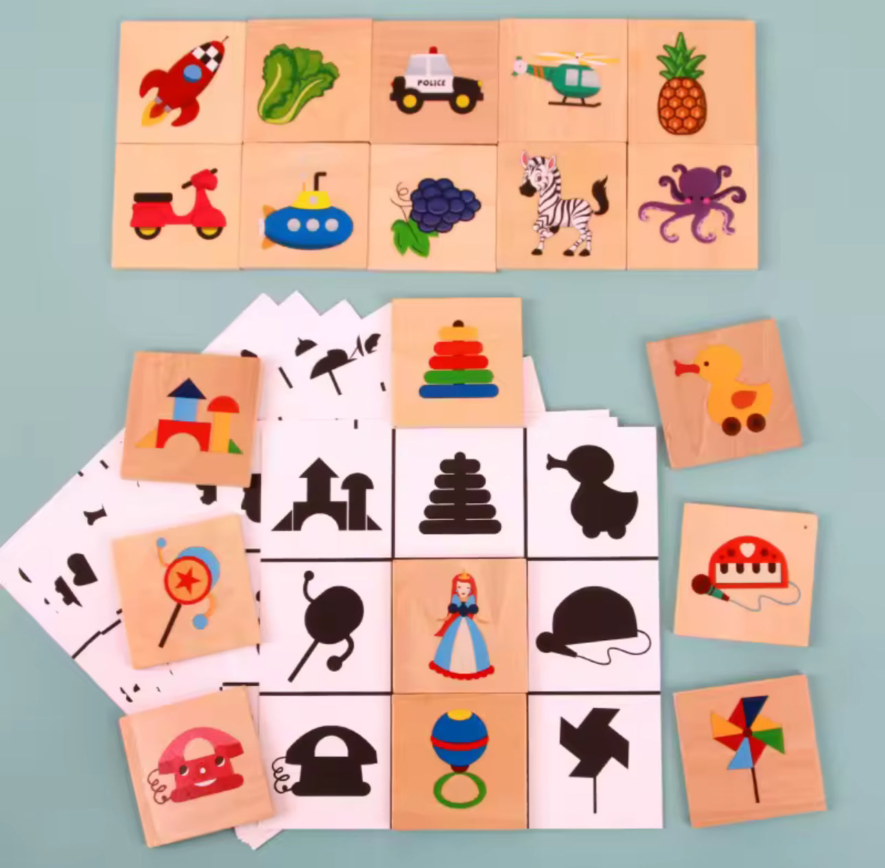Montessori Árnyék párosító fa játék