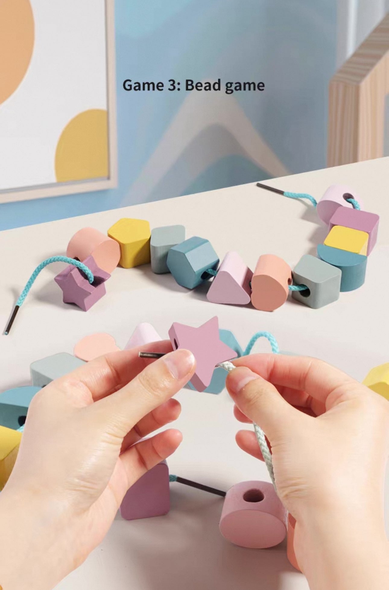 Montessori fából készült geometria és formák társasjáték