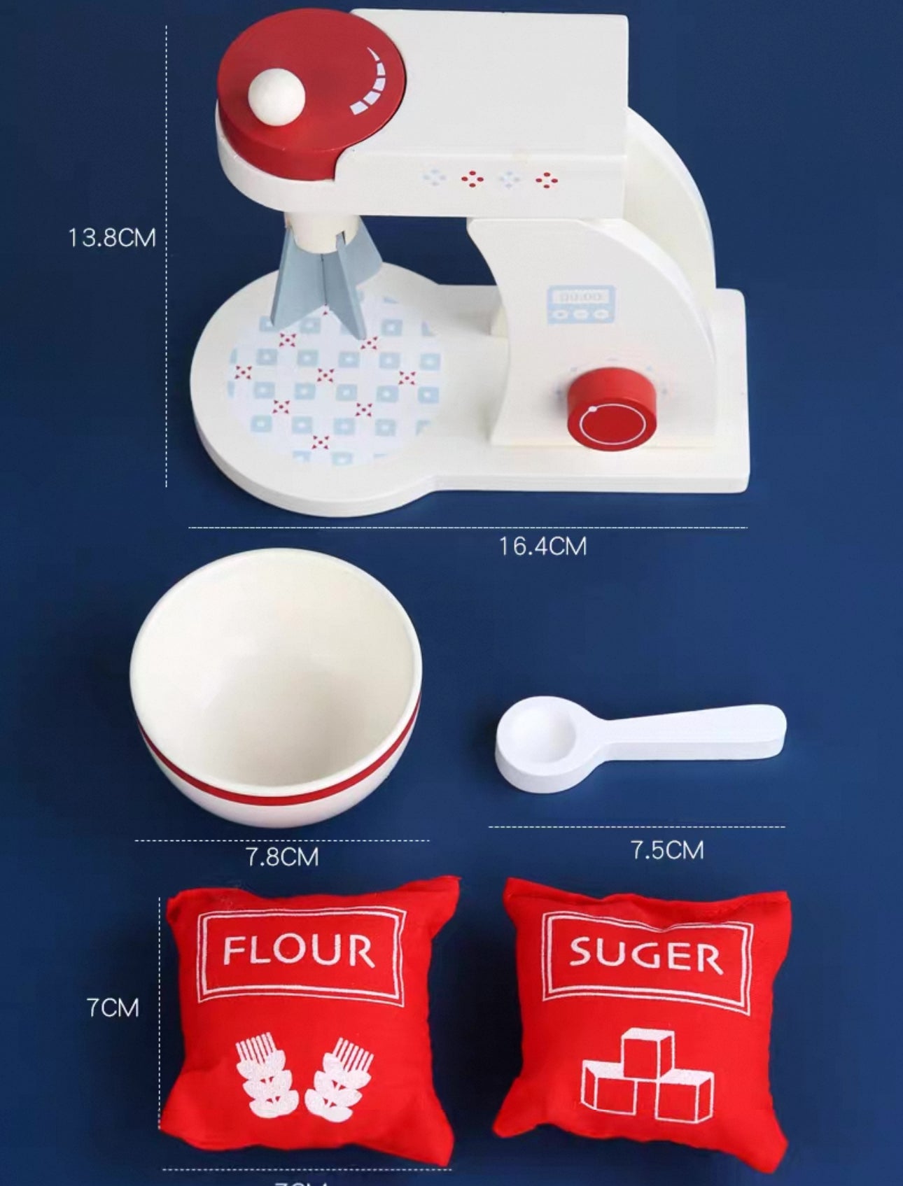 Játék konyhai mixer szett gyerekeknek piros kiegészítőkkel