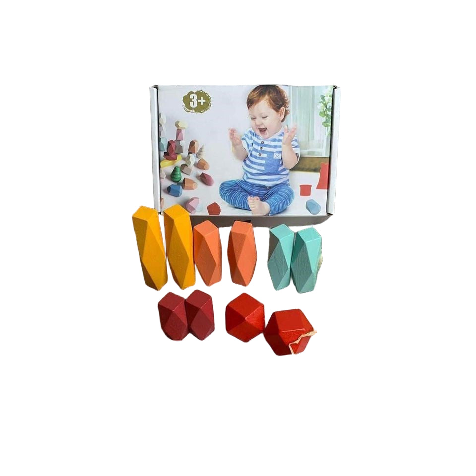 Montessori fa építő egyensúlyozó kövek 10db