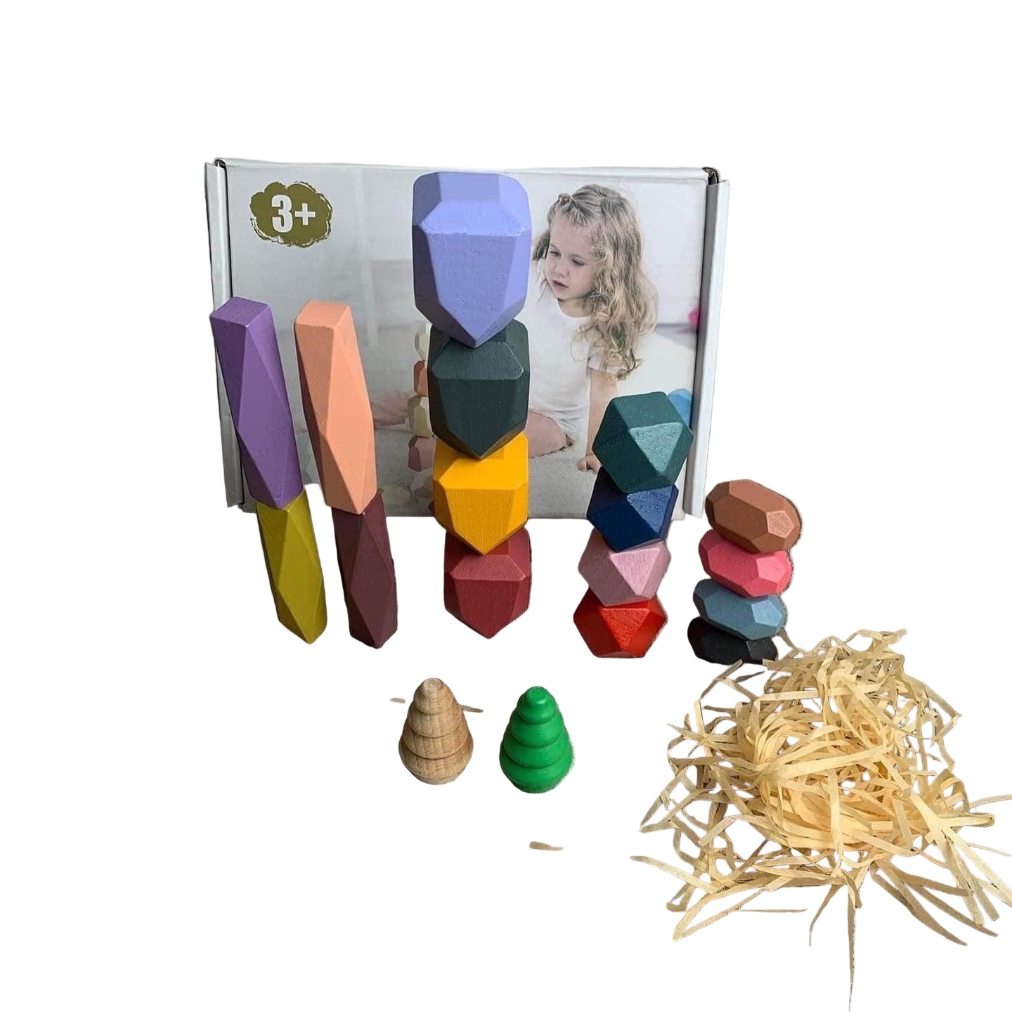 Montessori fa építő egyensúlyozó kövek 18db