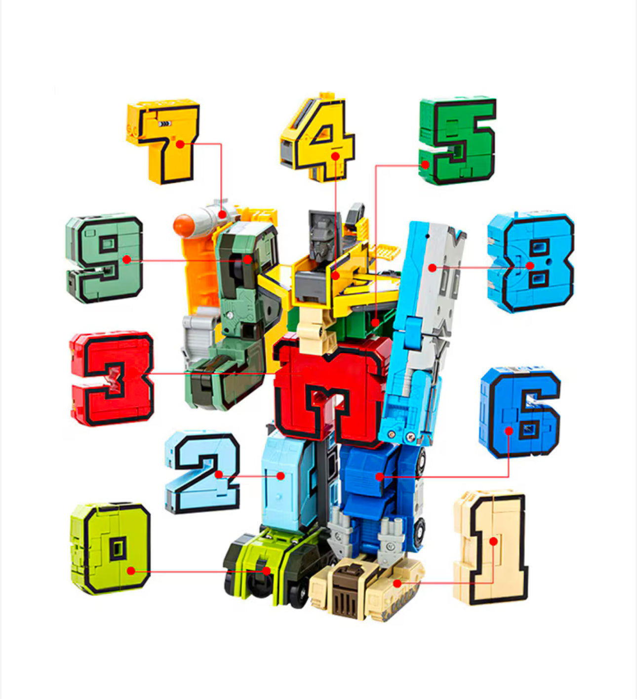 Pocket Morphers 21 cm magas óriás robot a 0–9 számokból