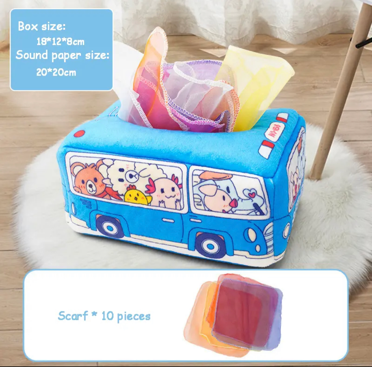 Montessori zsebkendős doboz baba játék