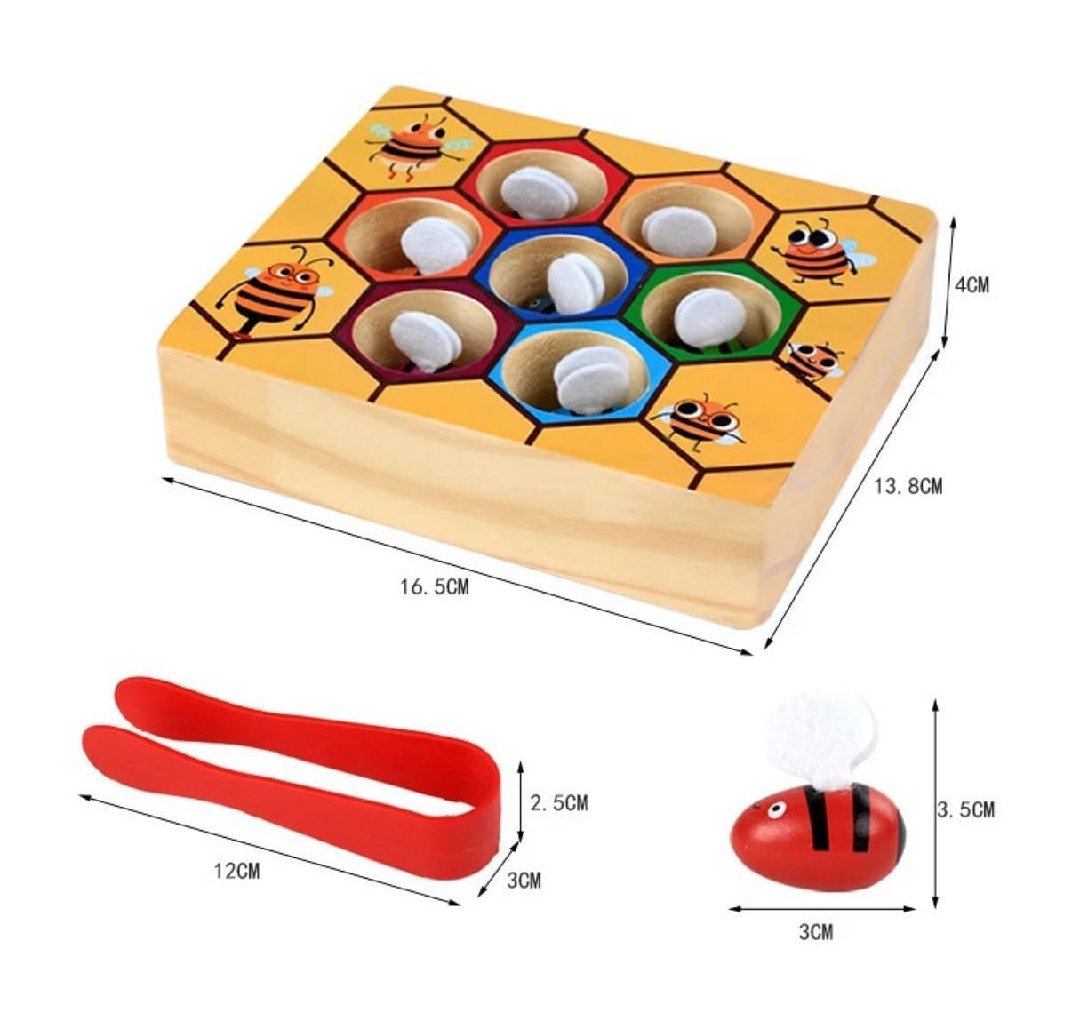 Montessori színes méhkas fa játék