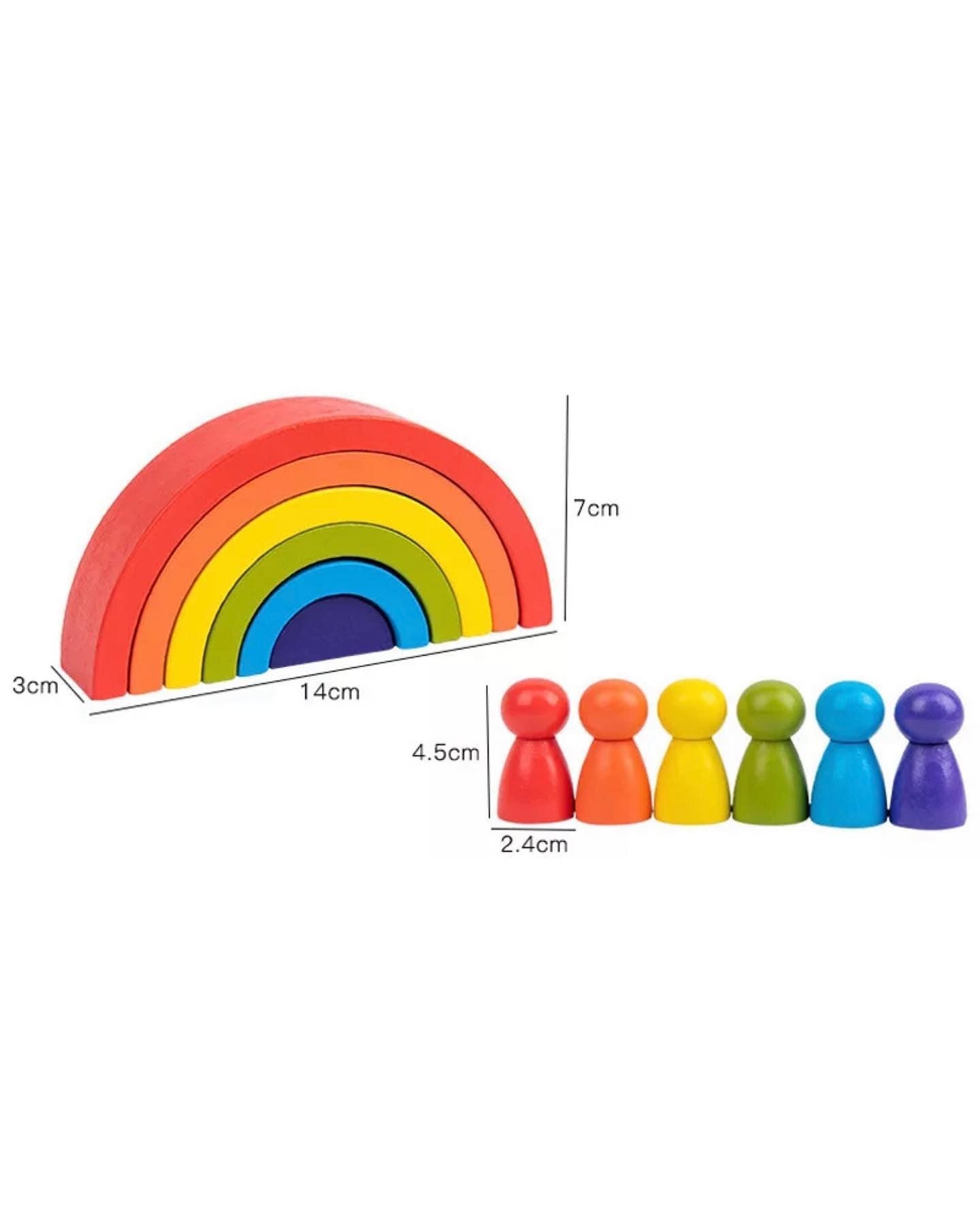 Kombinált Montessori szivárvány építő blokkok bábúkkal 24db