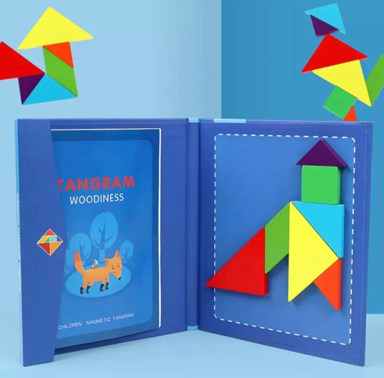 Mágneses tangram könyv fa játék