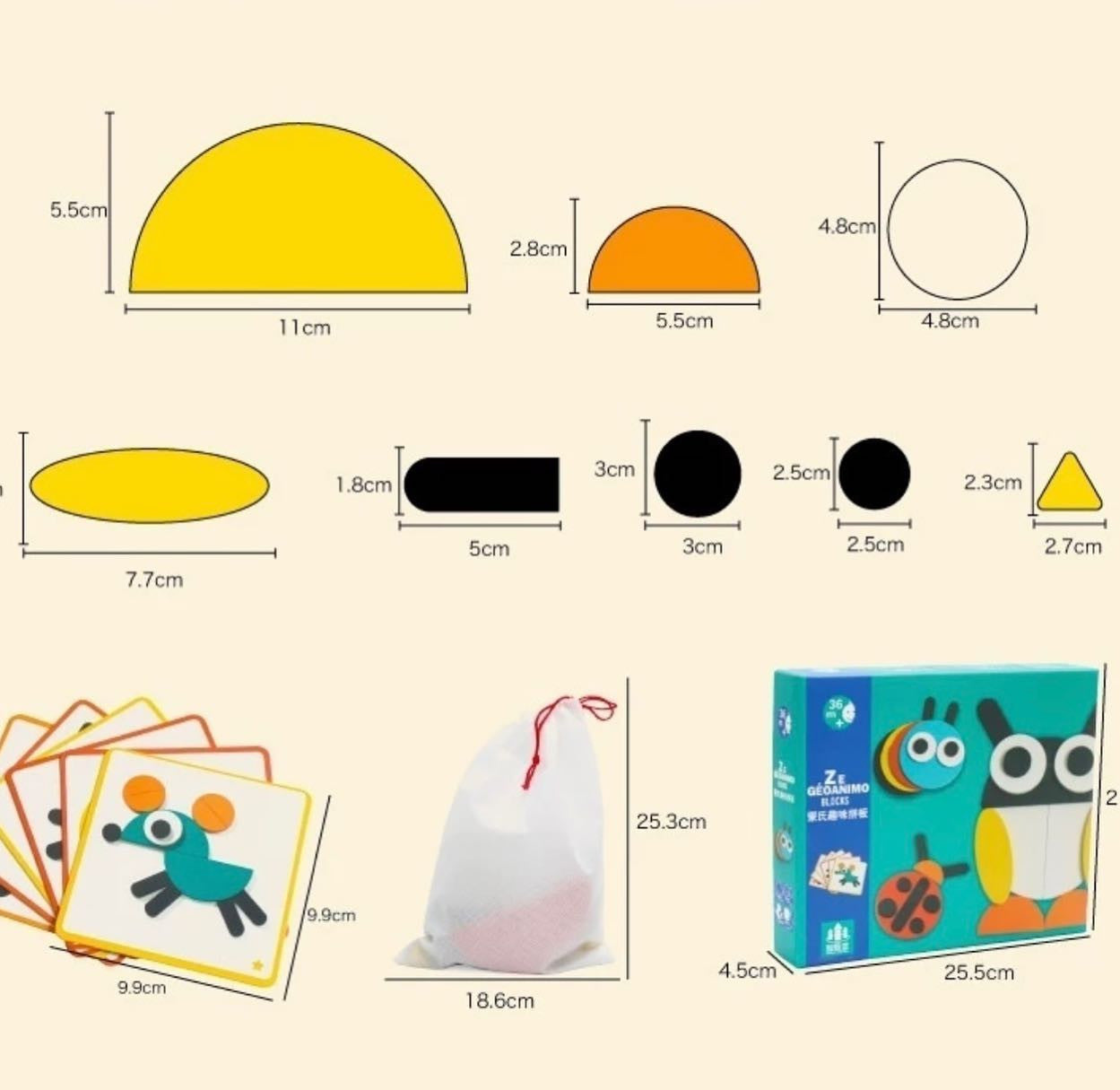 Montessori fa kirakós játék -geometriai és formákkal