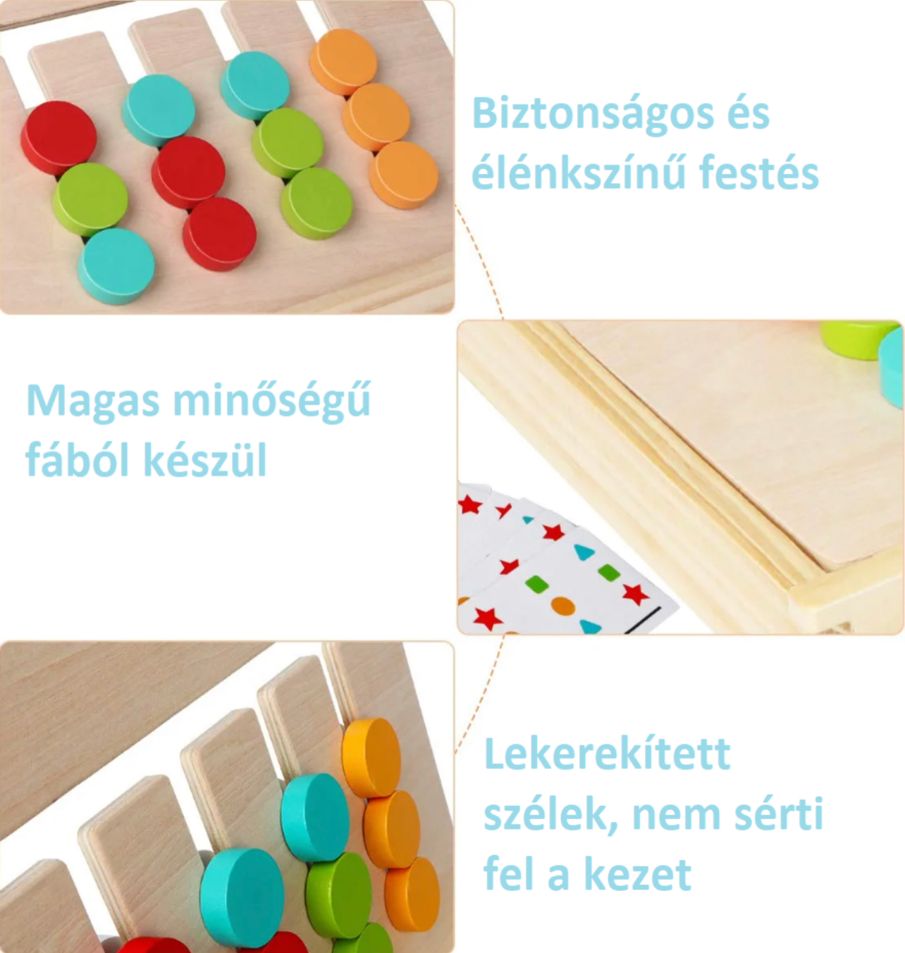 Montessori kétoldalas logikai játék – színek és formák