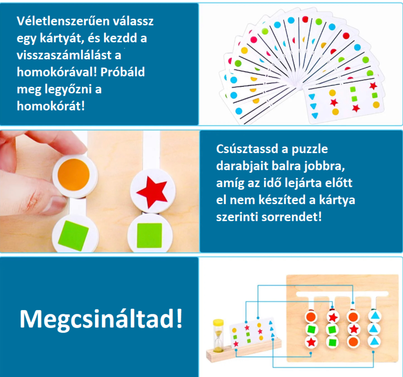 Montessori kétoldalas logikai játék – színek és formák