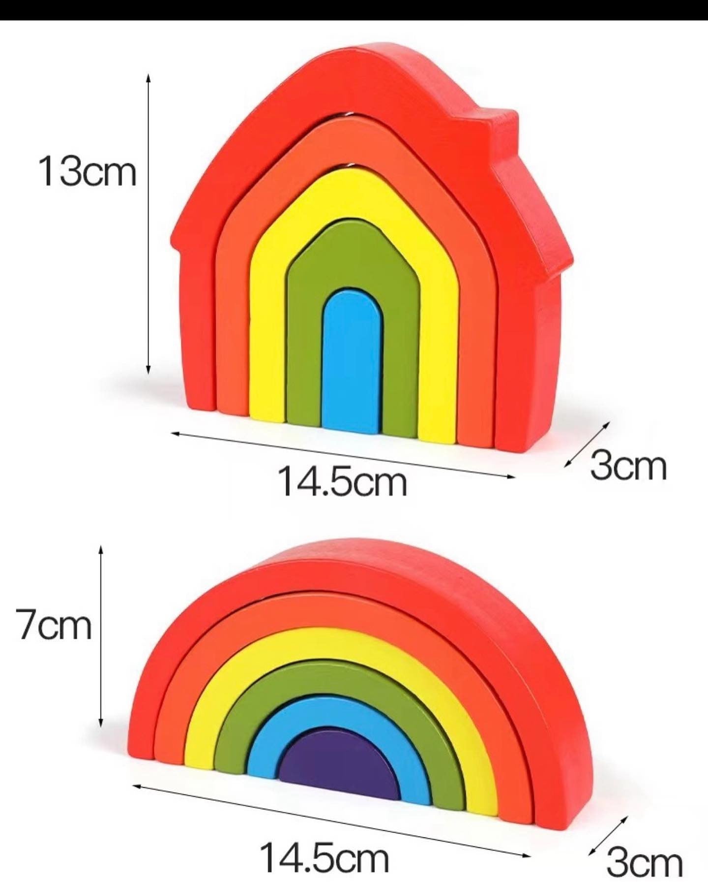 Kombinált Montessori szivárvány építő blokkok bábúkkal 24db