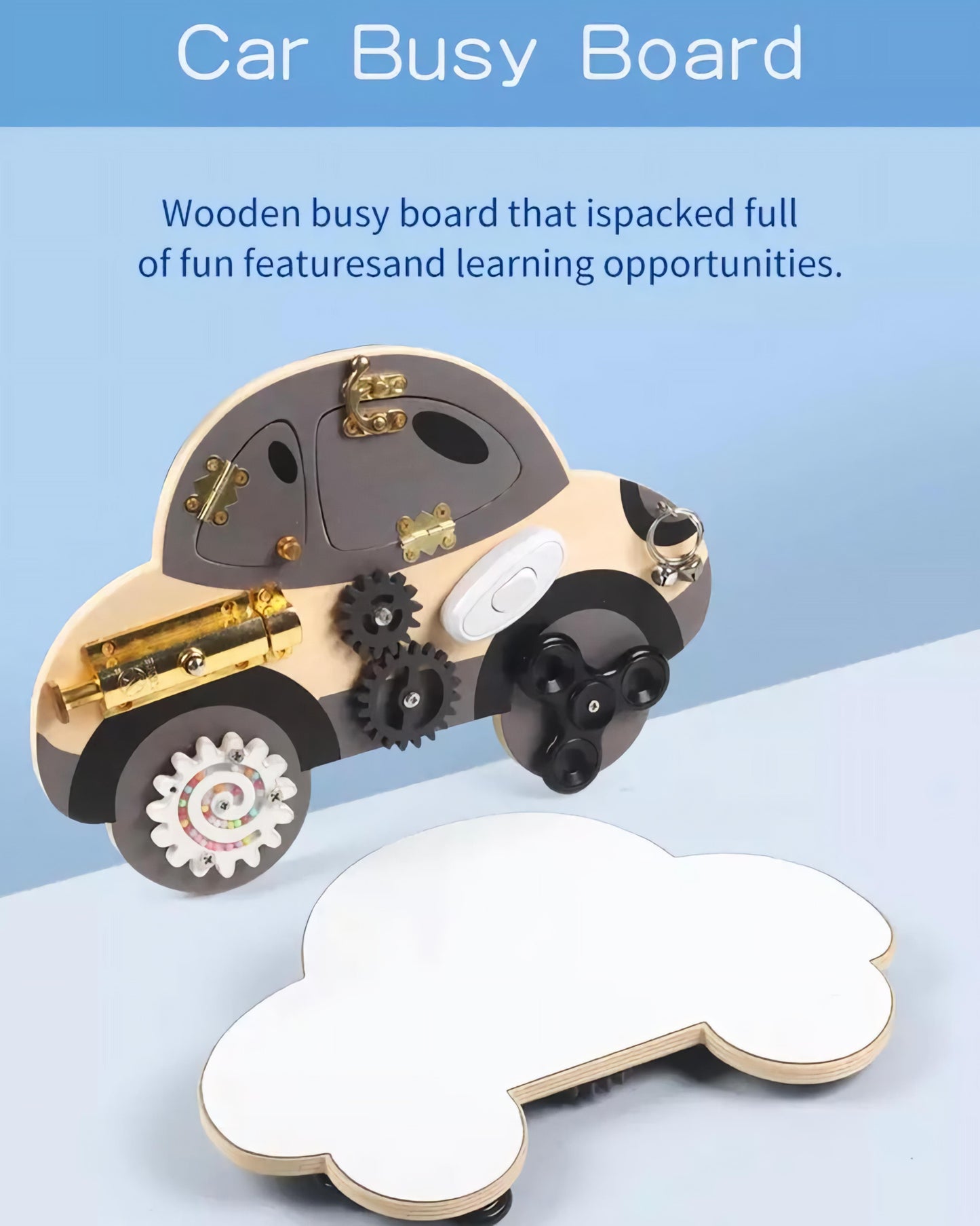 Montessori fából autós tabla /matatófál