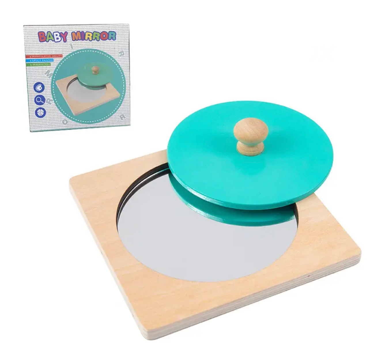 Montessori fa zöld tükör baba puzzle 