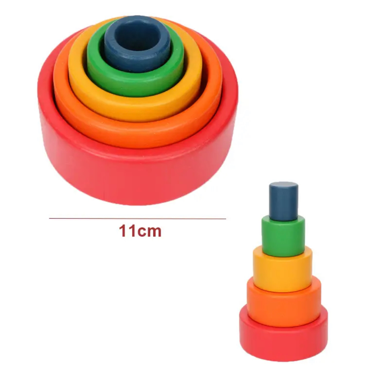 Montessori fából készült szivárvány tálkák (5db)