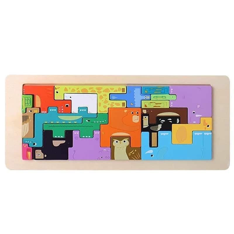 3D Tetris puzzle állatokkal és járművekkel