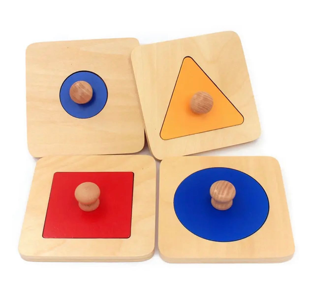 Fából készült Montessori geometria formák puzzle (4db)