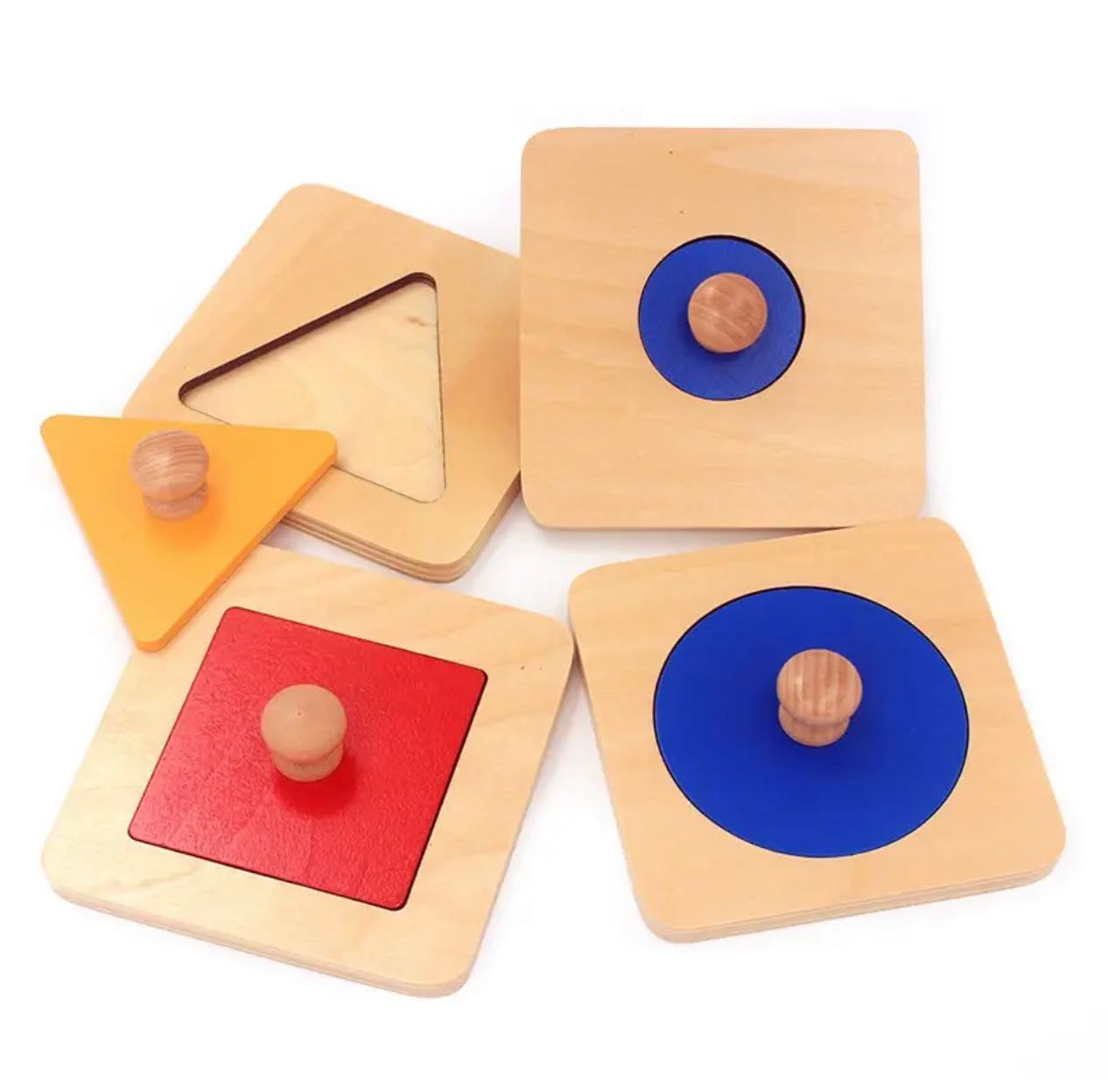 Fából készült Montessori geometria formák puzzle (4db)