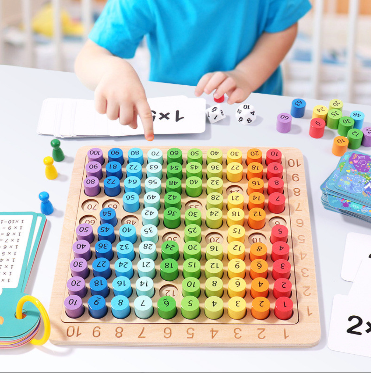 Montessori matematikai szorzó tábla gyakorló fa játék +100 KARTYA