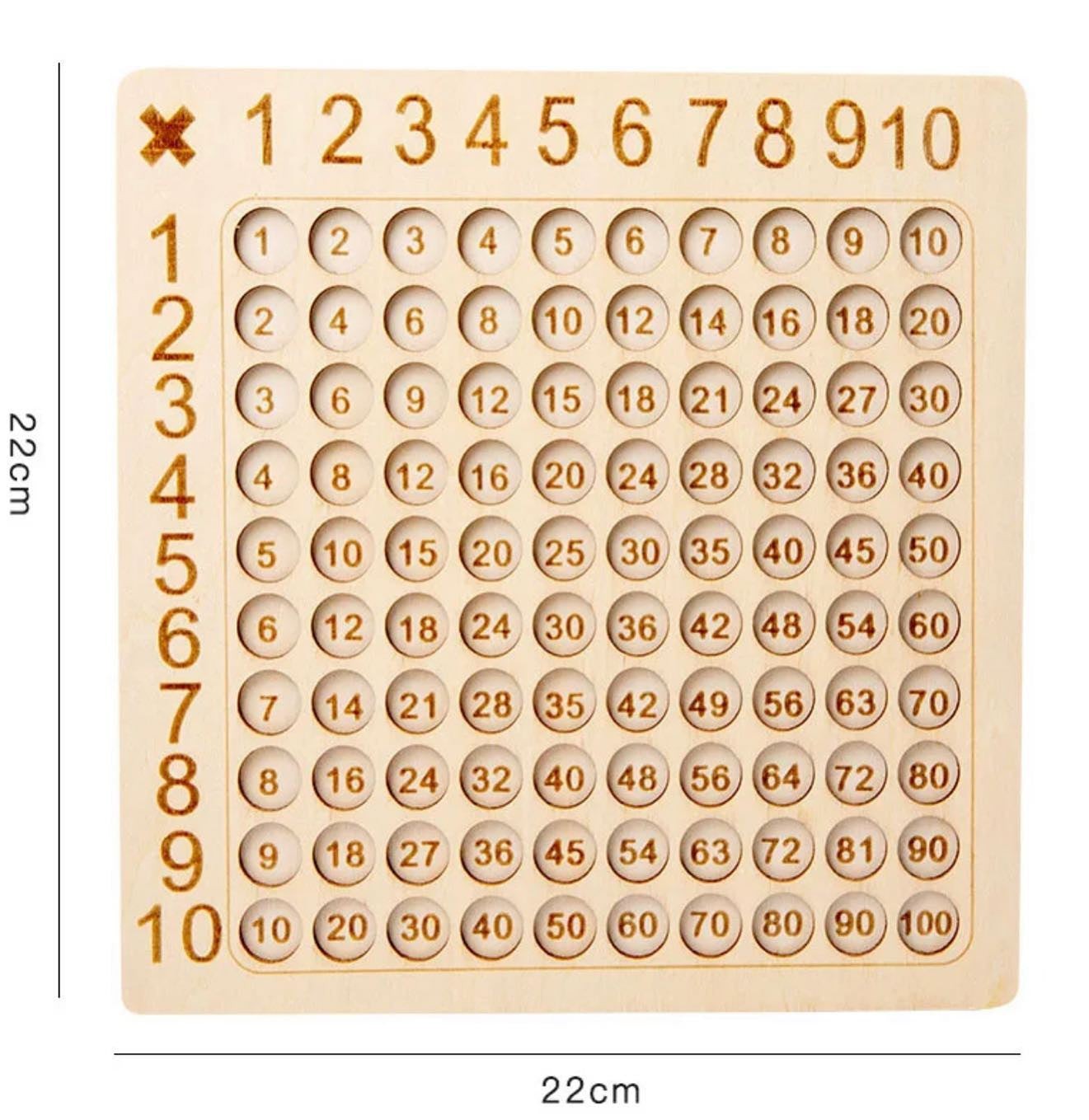 Montessori matematikai szorzó tábla gyakorló fa játék +100db kártya