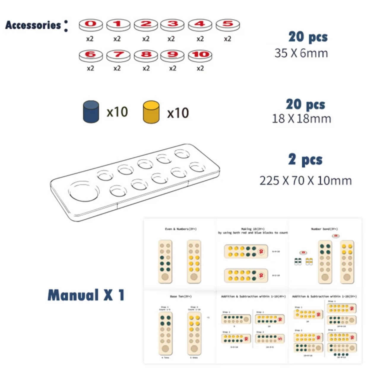 Fából készült matematikai számláló deszka játék