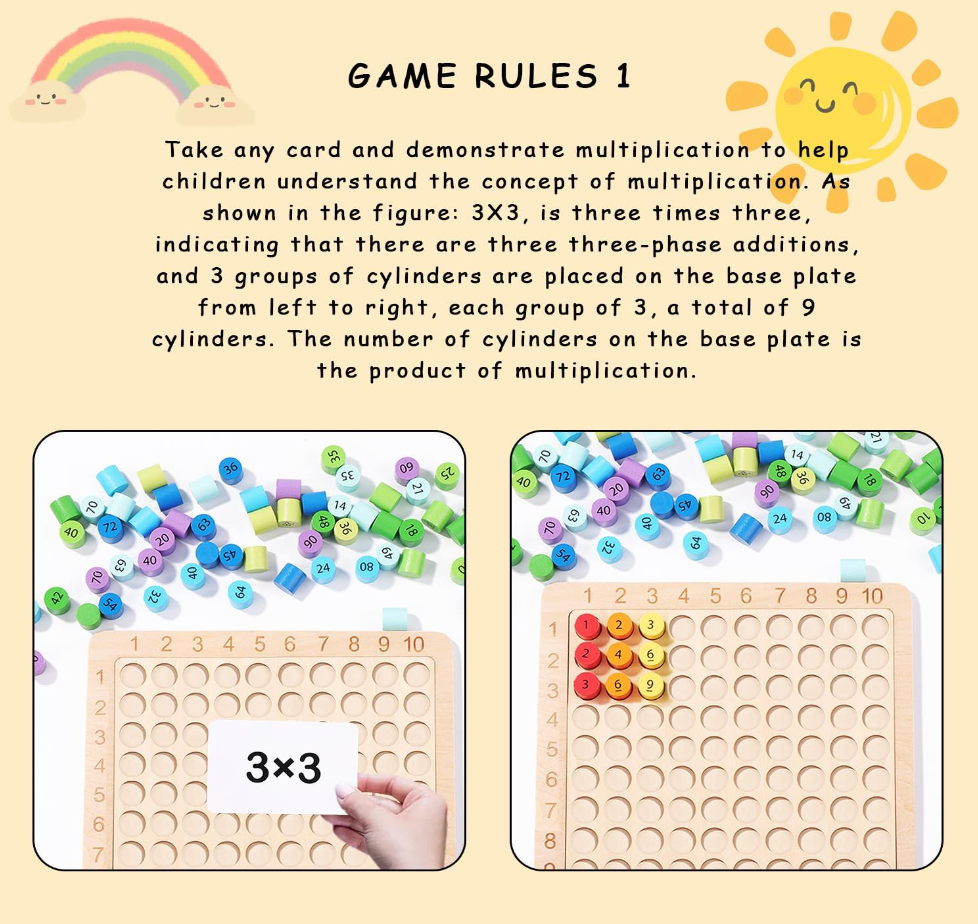 Montessori fa matematikai tábla korai tanuláshoz és STEM készségek fejlesztéséhez.